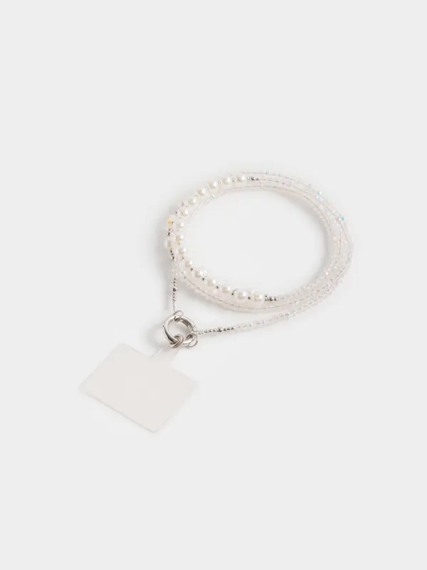 Цепочка, 1,2 м, для телефона, металл/стекло, молочная, Baroque, image-3