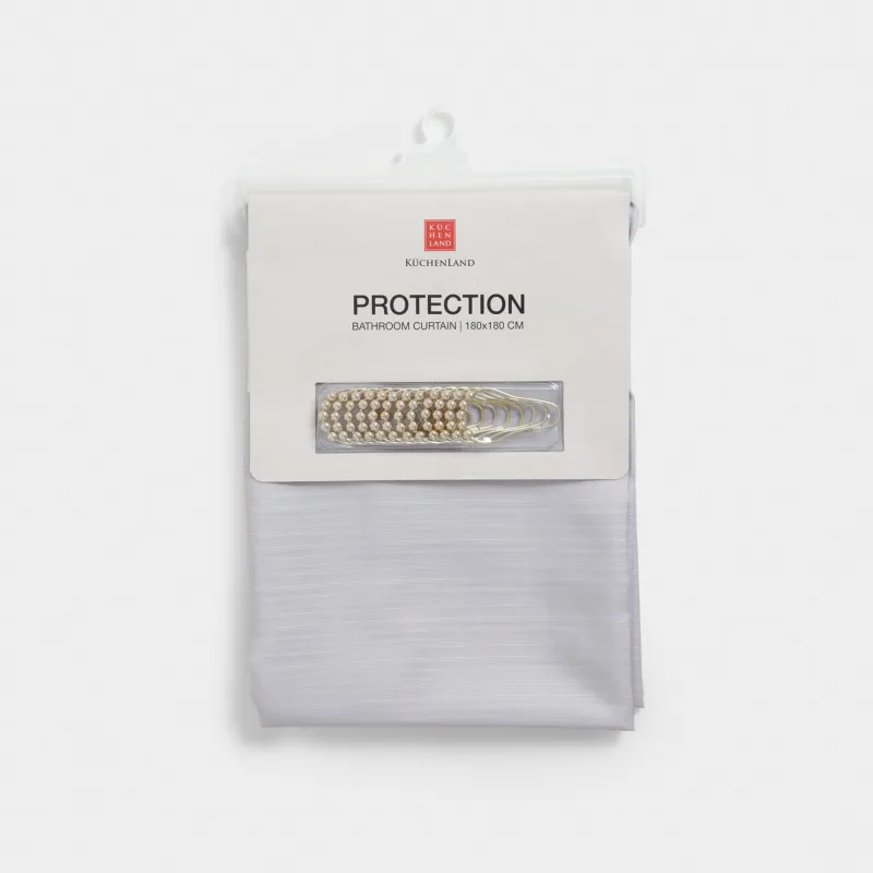 Штора для ванной, с кольцами, полиэстер/металл, Protection