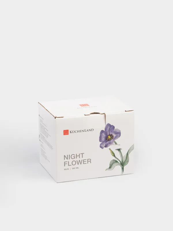 Кружка, 360 мл, фарфор N, белая, с золотистым кантом, Цветы, Night flower, image-5