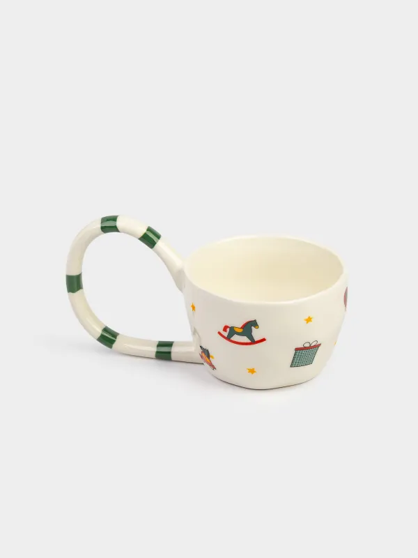 Кружка, 350 мл, фарфор N, бело-зеленая, Новогодний микс, Christmas, image-3