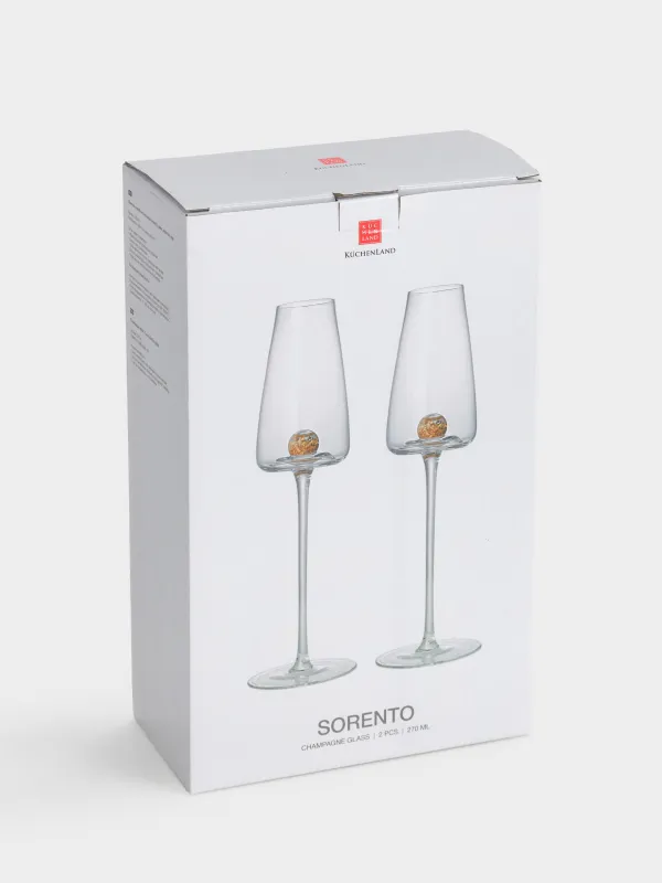 Бокал для шампанского, 270 мл, 2 шт, кристальное стекло, Янтарный шар, Sorento globular, image-6