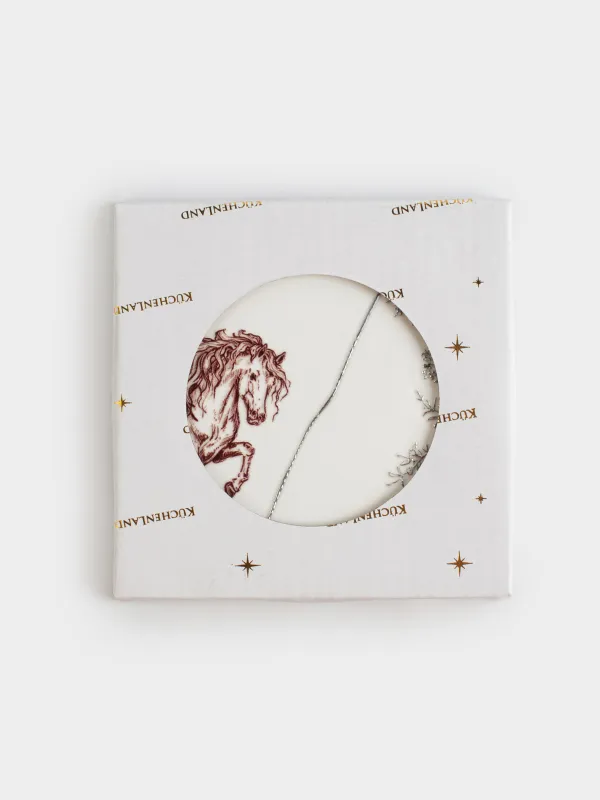 Подставка под кружку, 11 см, круглая, керамика/пробка, белая, Лошадь, Kairon horse, image-3