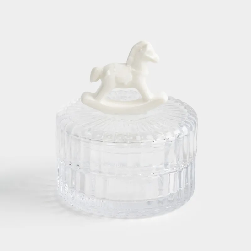 Емкость для хранения, 8х9 см, 100 мл, стекло/фарфор P, молочная, Лошадка-качалка, Ribby