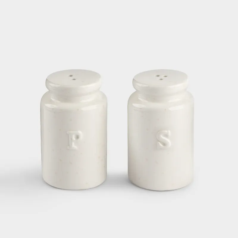 Набор для соли и перца, 8 см, керамика, молочно-бежевый, в крапинку, Ceramo speckled