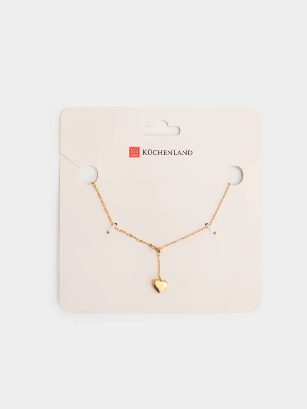 Цепочка, 50 см, с подвеской, сталь, золотистая, Сердце, Jewelry heart, image-3