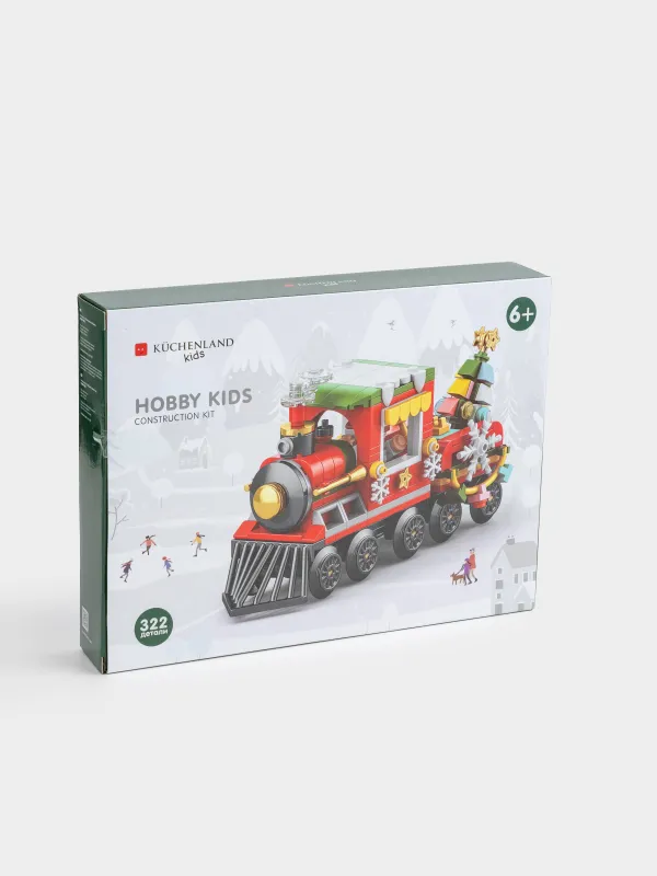 Конструктор, 20х10 см, 322 детали, пластик, цветной, Паровоз, Hobby kids, image-4