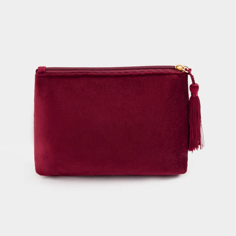 Косметичка, 22х14 см, с кисточкой, вельвет, бордовая, Velvety, image-5