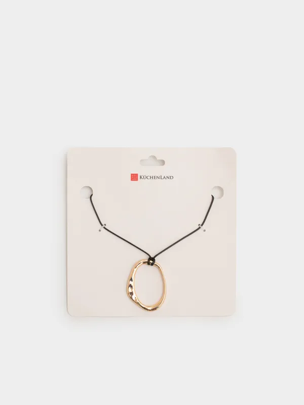 Цепочка-шнурок, 90 см, с подвеской, нейлон/металл, золотистая, Jewelry, image-3