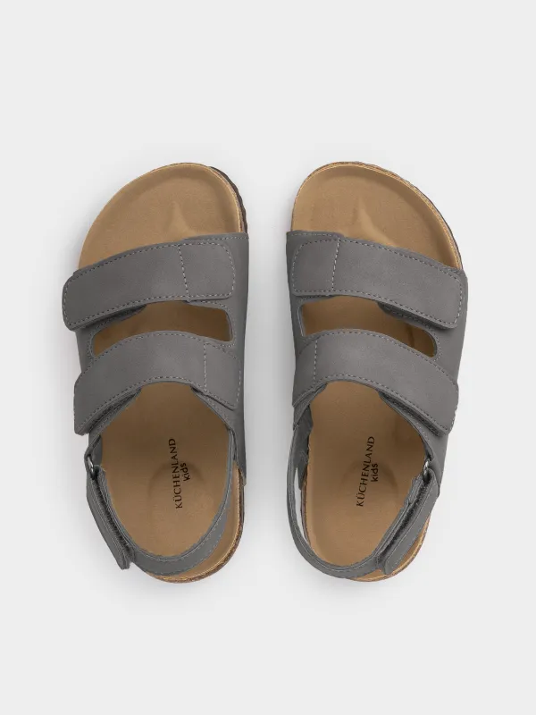 Сандалии детские, для мальчиков, на липучке, искусственная замша, серые, Suede kids, image-7
