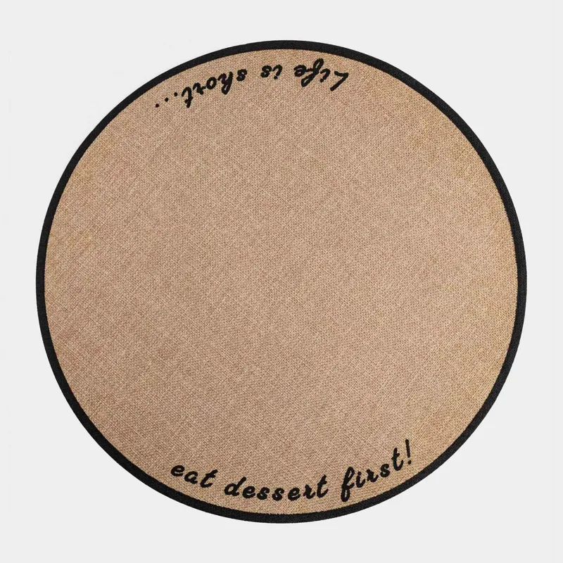 Салфетка под приборы, 38 см, полиэстер, круглая, песочная, Outline