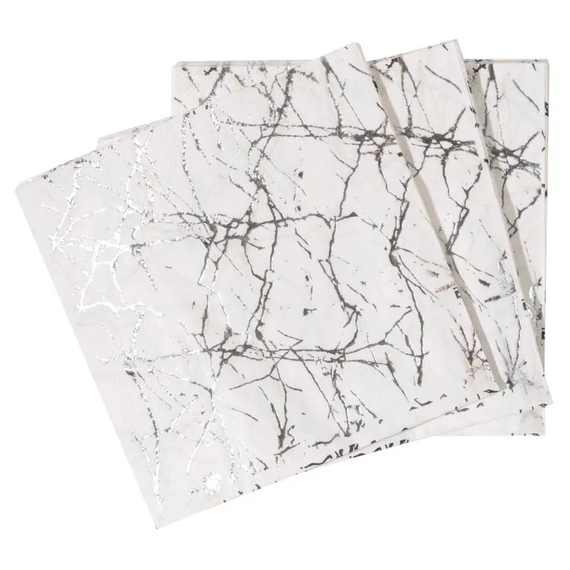 Салфетки бумажные, 33х33 см, 20 шт, квадратные, белые, Серебристый мрамор, Maniera, image-1