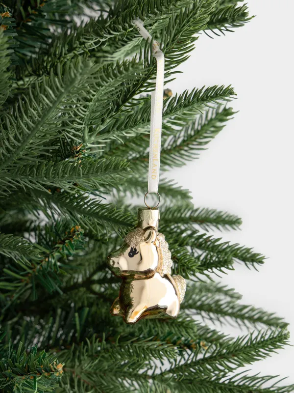 Игрушка елочная, 5 см, стекло, с блестками, золотистая, Лошадка, Figure christmas, image-2