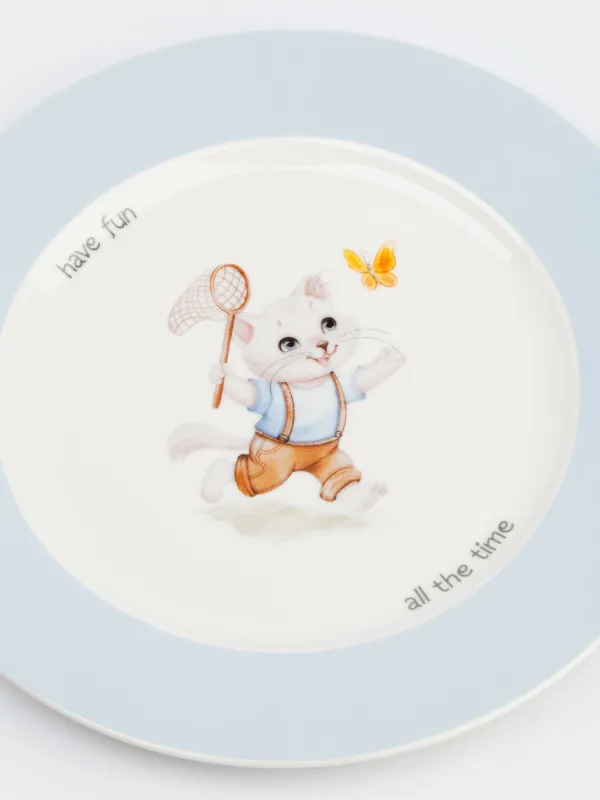 Тарелка закусочная, 19 см, Кот и бабочка, Ideas life, image-3