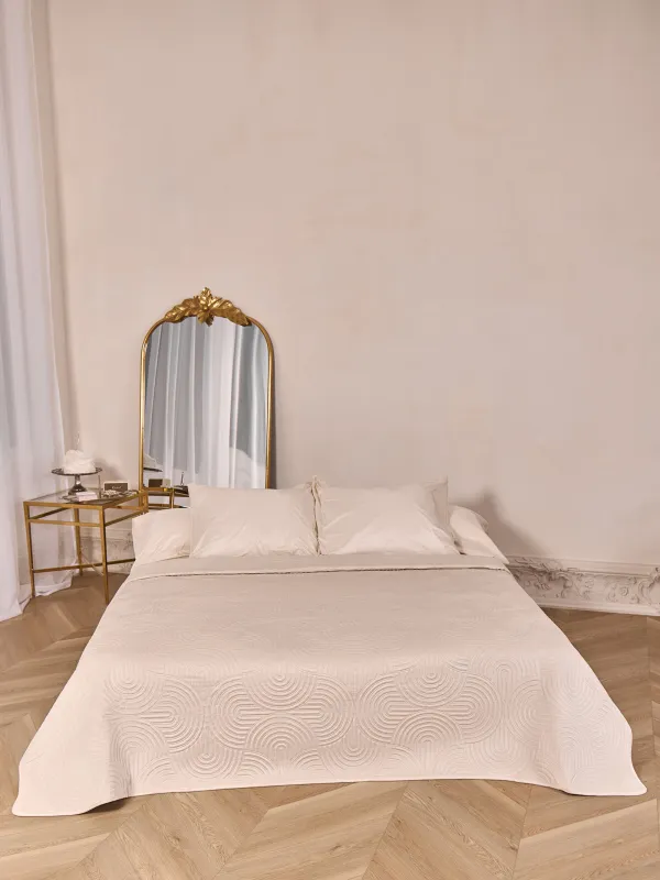 Покрывало, 220х240 см, стеганое, вельвет/микрофибра, песочное, Арка, Arch, image-0