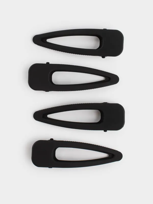 Заколка для волос, 8 см, 4 шт, металл, черная, Basic, image-0