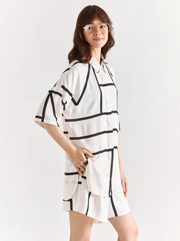 Шорты черно-белые, Линии, Nataly, image-2