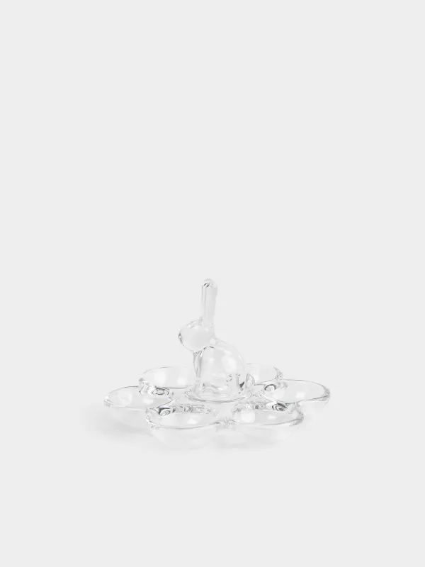 Блюдо пасхальное, 18 см, 6 отд, стекло, Кролик, Clear figure, image-0