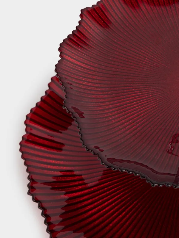 Подставка для пирожных, 21х28/26 см, 2 яруса, стекло Р/металл, красная, Ribby color, image-1