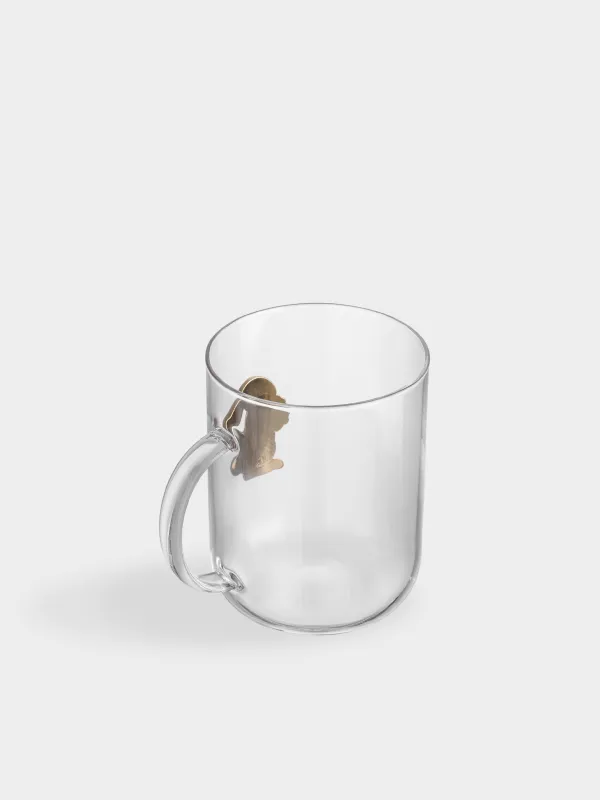 Кружка, 450 мл, стекло Б/металл, Кролик с цветами, Lux elements, image-2