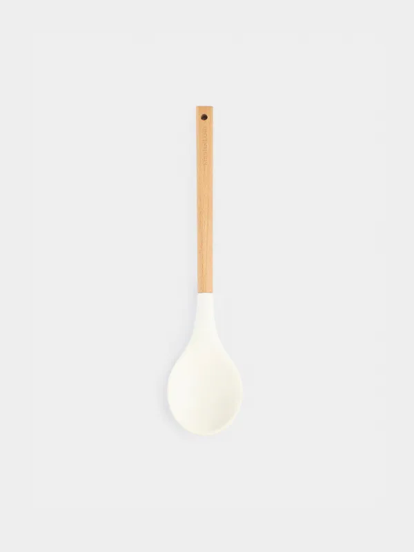 Ложка сервировочная, 32 см, силикон/дерево, бежевая, Provence, image-0