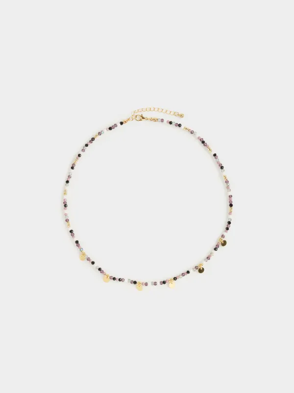 Цепочка, 52 см, 2 шт, металл/пластик, золотистая, Цветные камни, Mineral, image-3