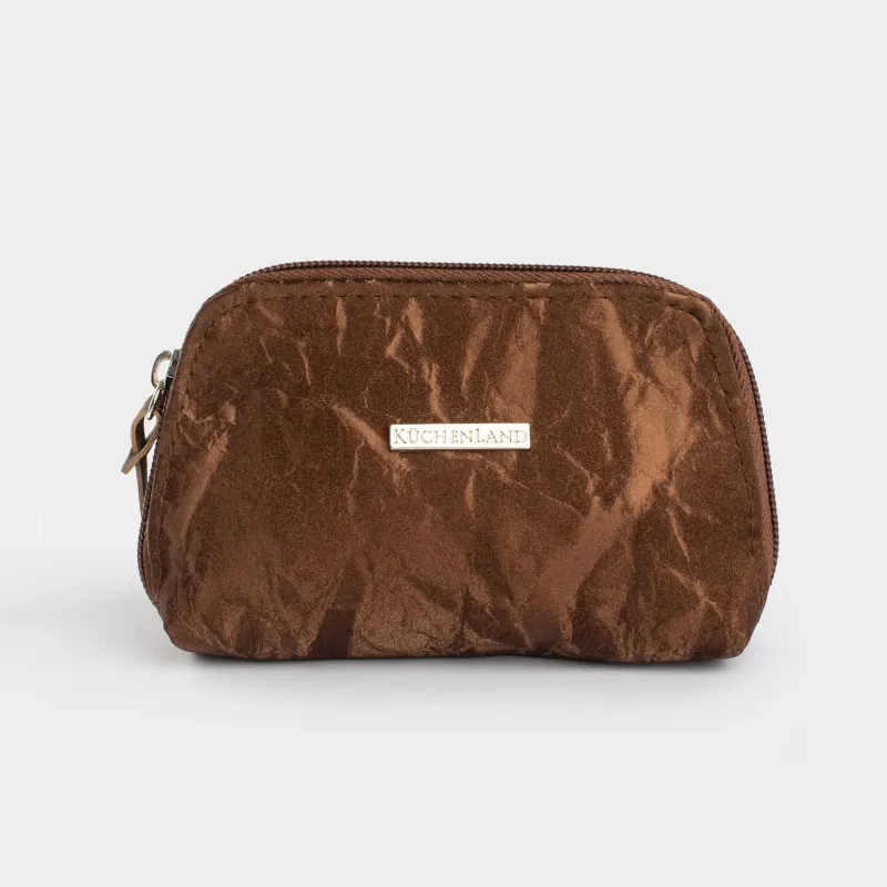 Косметичка, 15х9 см, полиуретан, коричневая, Krush