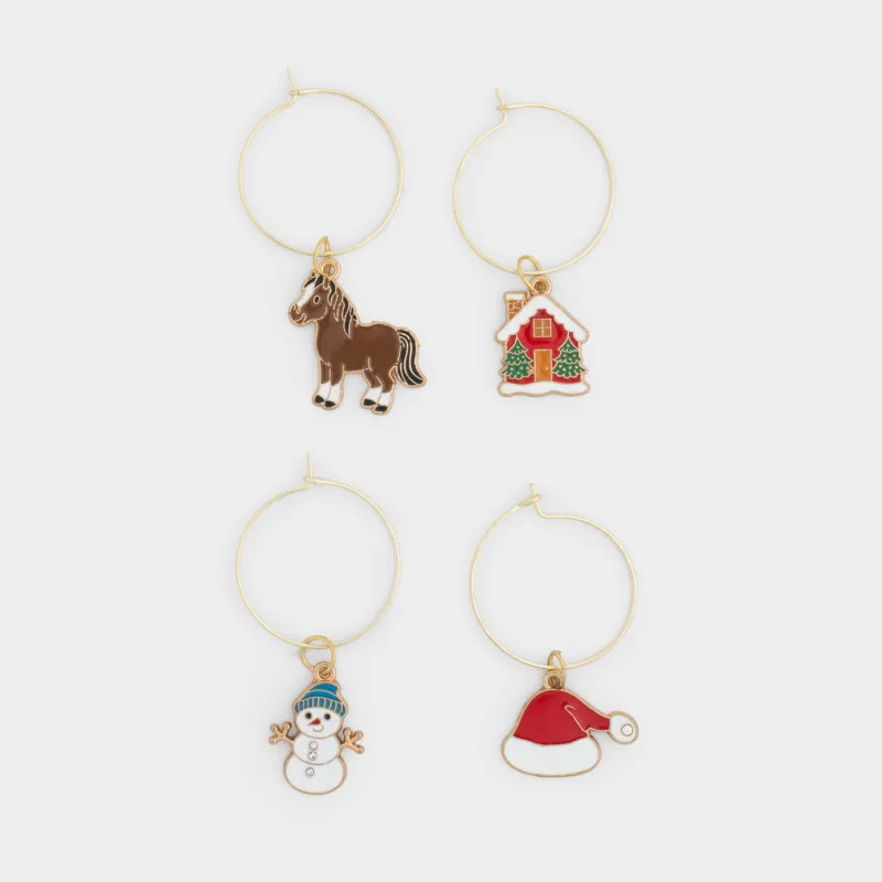 Подвеска для бокала, 4 шт, металл/стразы, Новогодние атрибуты, Christmas time