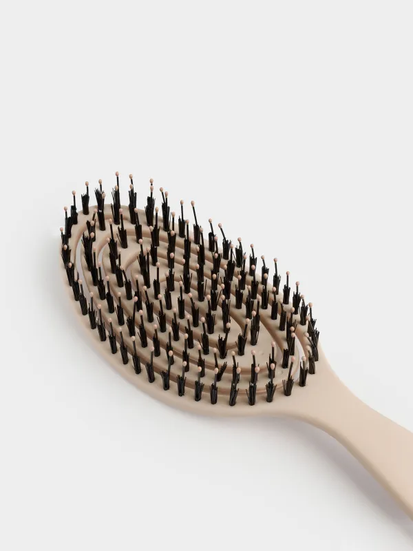 Расческа массажная для волос, 22 см, пластик, бежевая, Zipo new, image-2
