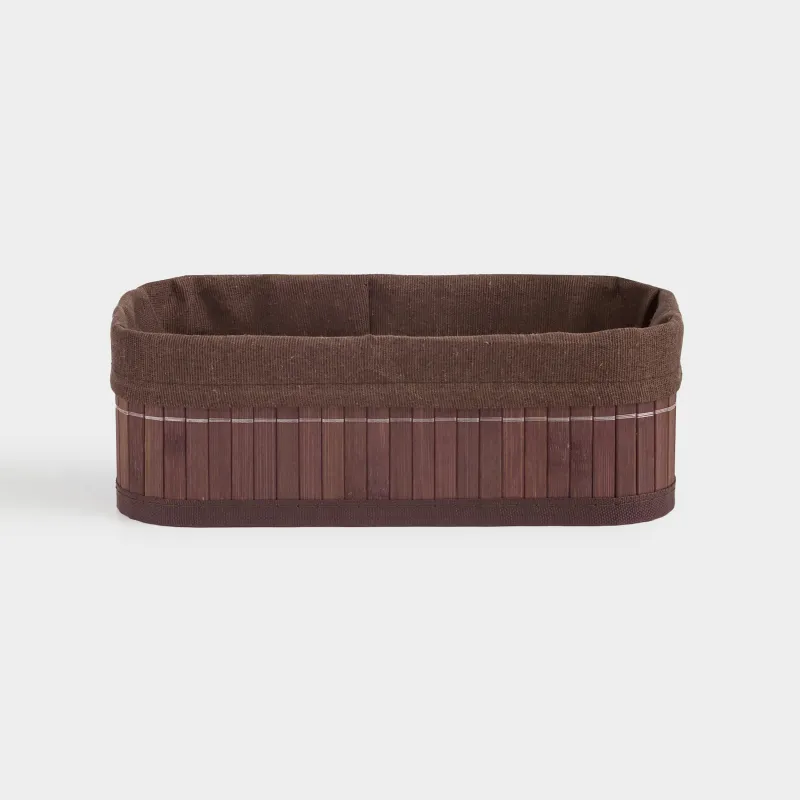 Корзина для хранения, 25x15х8 см, бамбук/хлопок, прямоугольная, коричневая, Stem