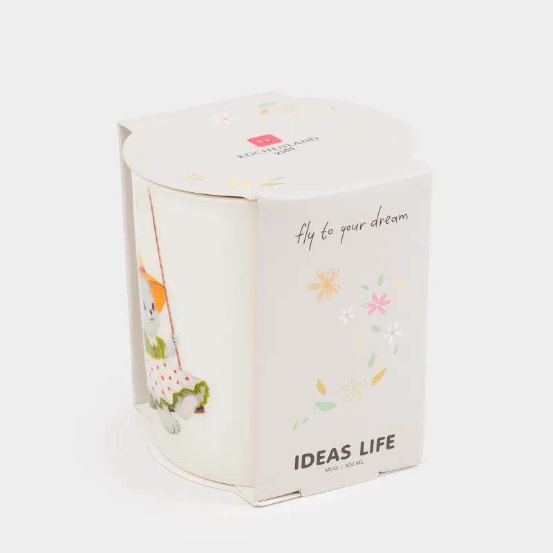 Кружка, детская, 300 мл, фарфор N, белая, Крольчиха на качелях, Ideas life, image-4