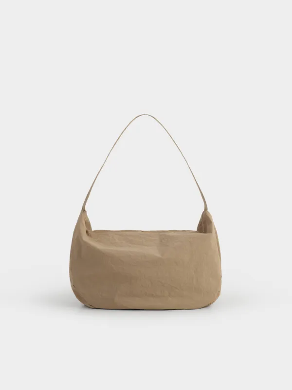 Сумка спортивная, 50x30 см, с плечевым ремнем, нейлон, бежевая, Force sport, image-0