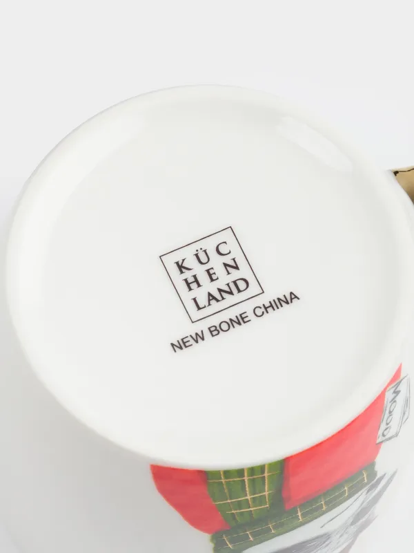 Кружка, 380 мл, фарфор N, бело-золотистая, Енот и еж, Forest animals, image-3