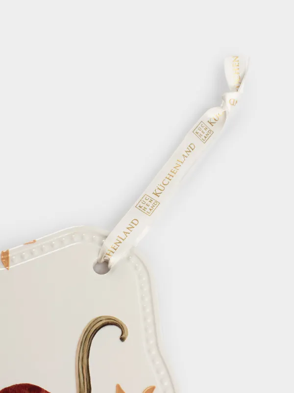 Подставка под горячее, 20х21 см, керамика/пробка, белая, Тыквы, Forest symphony, image-3