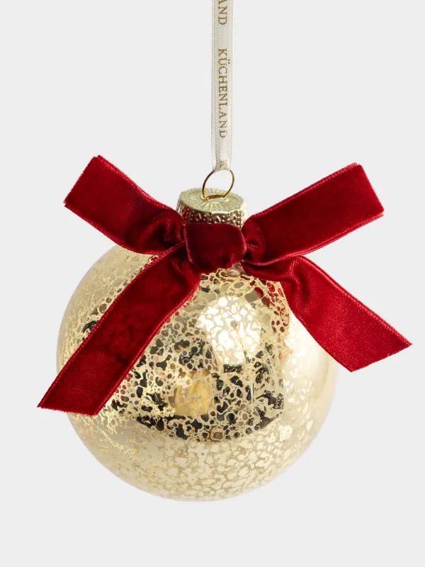 Игрушка елочная, 8 см, Шар с бантом, Ball christmas, image-1