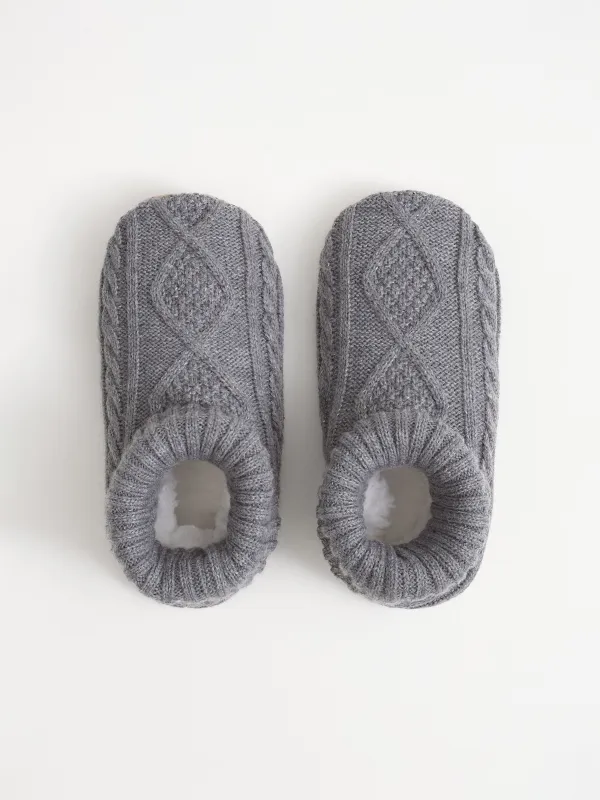 Тапочки-носки женские, акрил/шерпа, Knitted soft, image-1