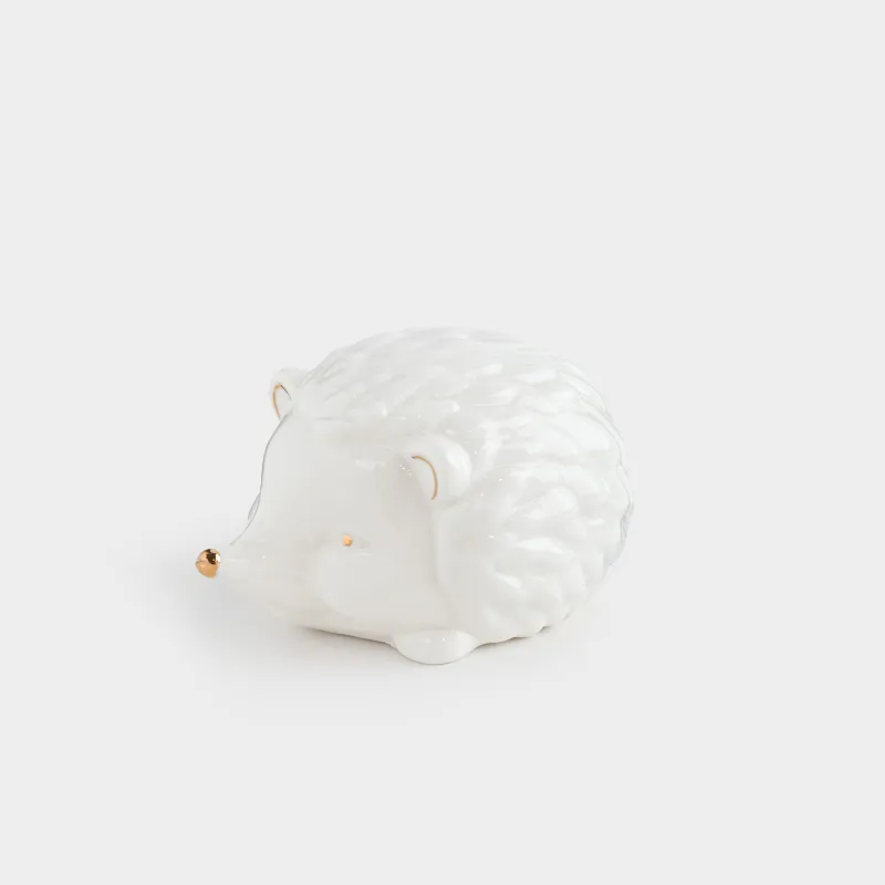 Статуэтка с подсветкой, 6 см, фарфор P, бело-золотистая, Еж, Golden glow