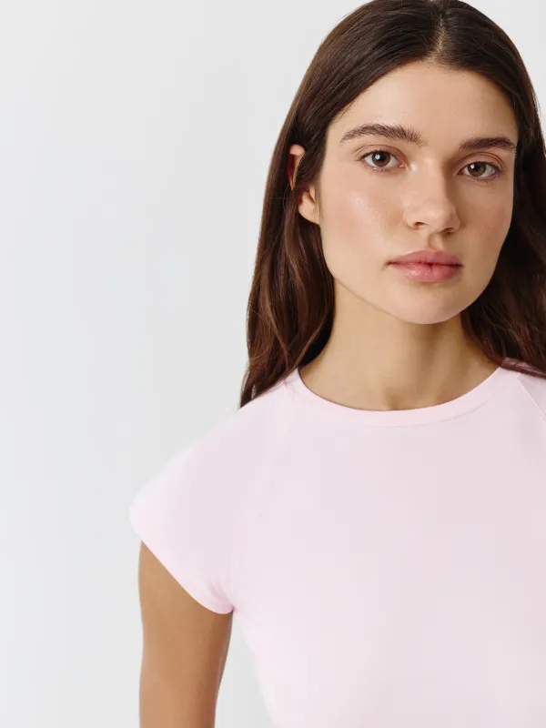 Футболка женская, р. XS, хлопок/спандекс, розовая, Beatrisa, image-2