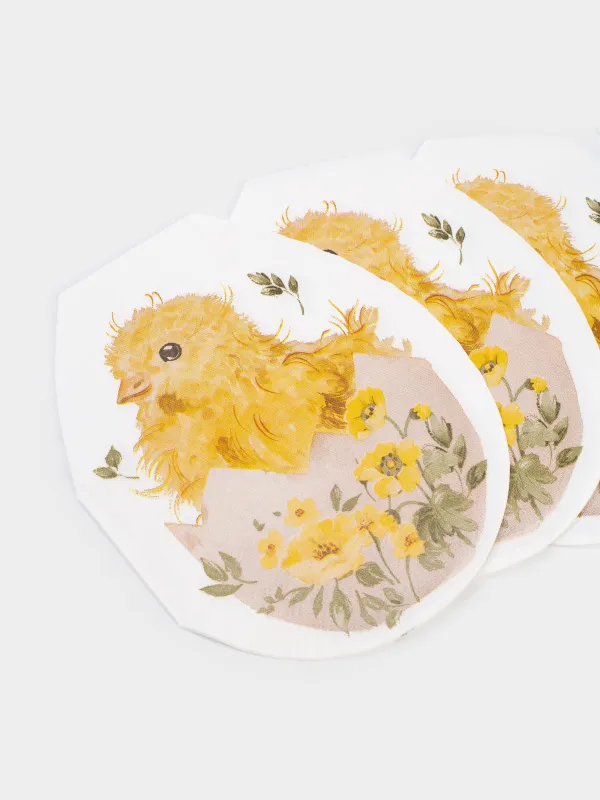 Салфетки бумажные, 25х30 см, 20 шт, фигурные, бело-желтые, Яйцо, Цыпленок, Natural Easter, image-2