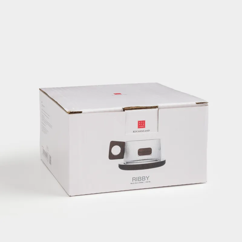 Кружка, 230 мл, на подставке, стекло Б/дерево, Ribby wood, image-6