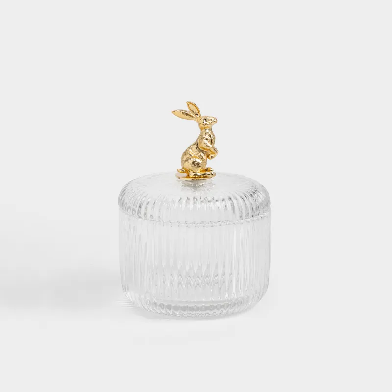 Емкость для хранения, 10х13 см, 280 мл, стекло Р/металл, Золотистый кролик, Ribby gold