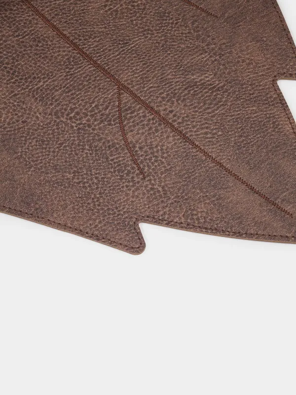 Салфетка под приборы, 35x48 см, ПВХ/полиэстер, фигурная, коричневая, Лист, Rock shape, image-4