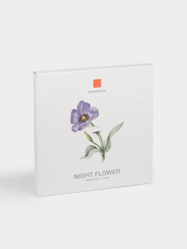 Тарелка обеденная, 26 см, фарфор N, белая, с золотистым кантом, Цветы, Night flower, image-6