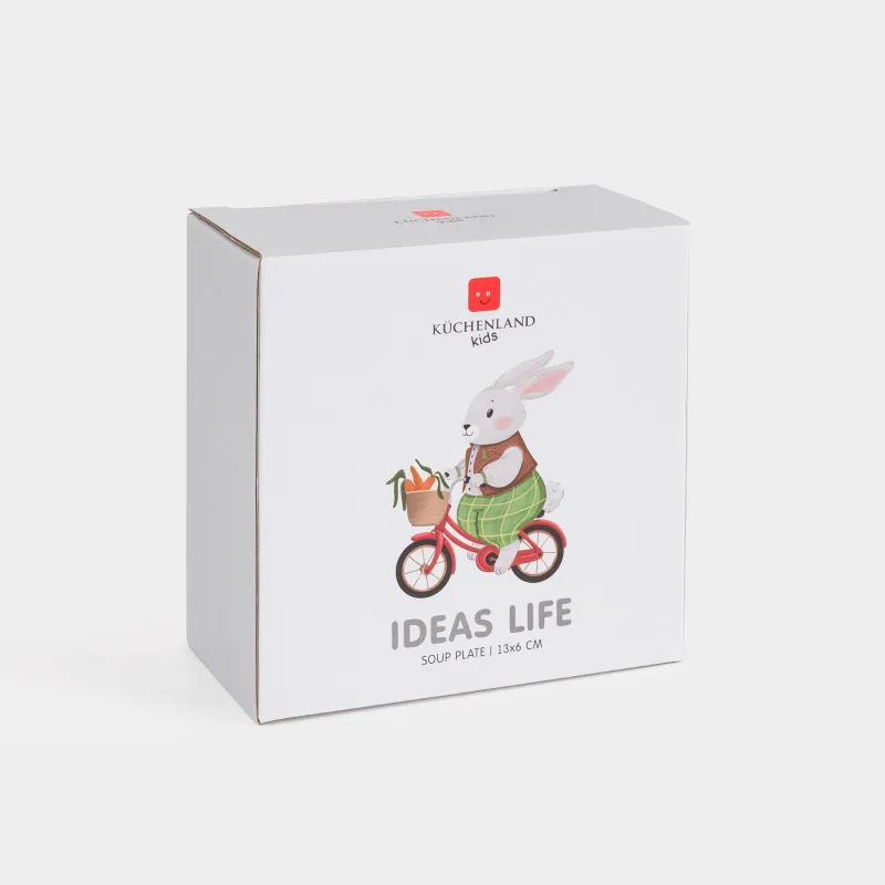 Тарелка суповая, 13х6 см, Кролик на велосипеде, Ideas life, image-4