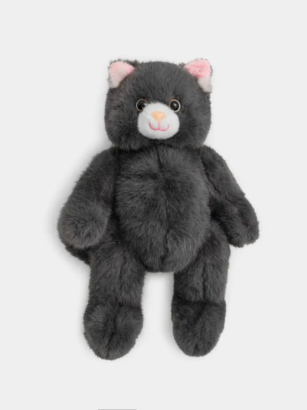 Игрушка, 30 см, мягкая, с подвижными лапами, полиэстер/пластик, графитовая, Кот, Cat, image-0