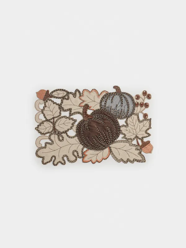 Салфетка под приборы, 30х45 см, Тыквы в листьях, Autumn pumpkin, image-0