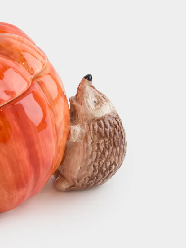 Емкость для хранения, 22х12 см, 550 мл, керамика D, Еж и белка с тыквой, Forest symphony, image-4