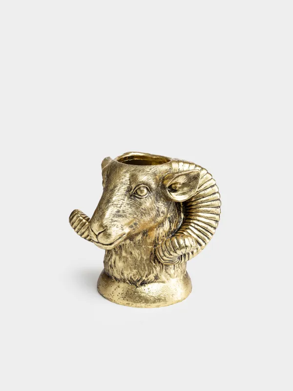 Ваза декоративная, 22 см, Баран, Sheep gold, image-2