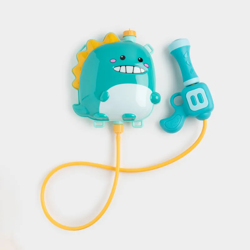 Пистолет водяной, 17 см, с рюкзаком-резервуаром для воды, пластик, голубой, Динозавр, Dino