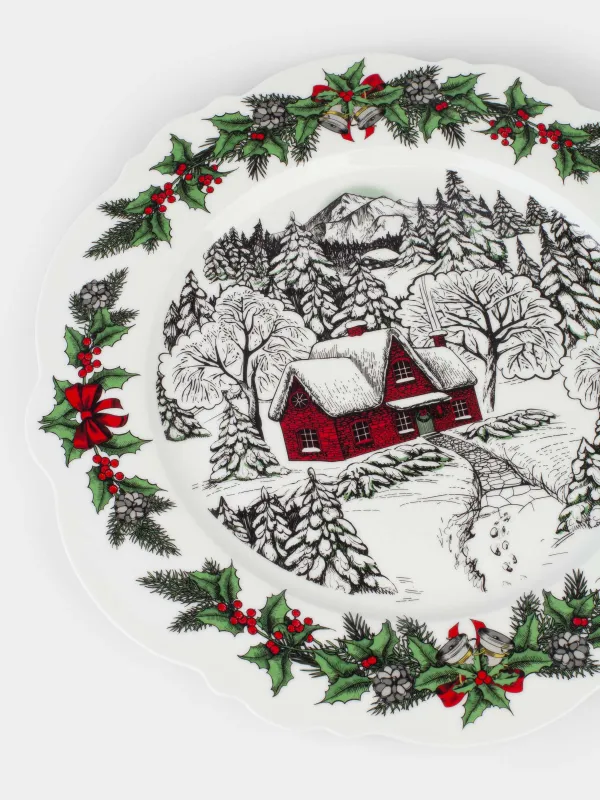 Тарелка обеденная, 27 см, фарфор N, белая, Дом в лесу, Forest house, image-2