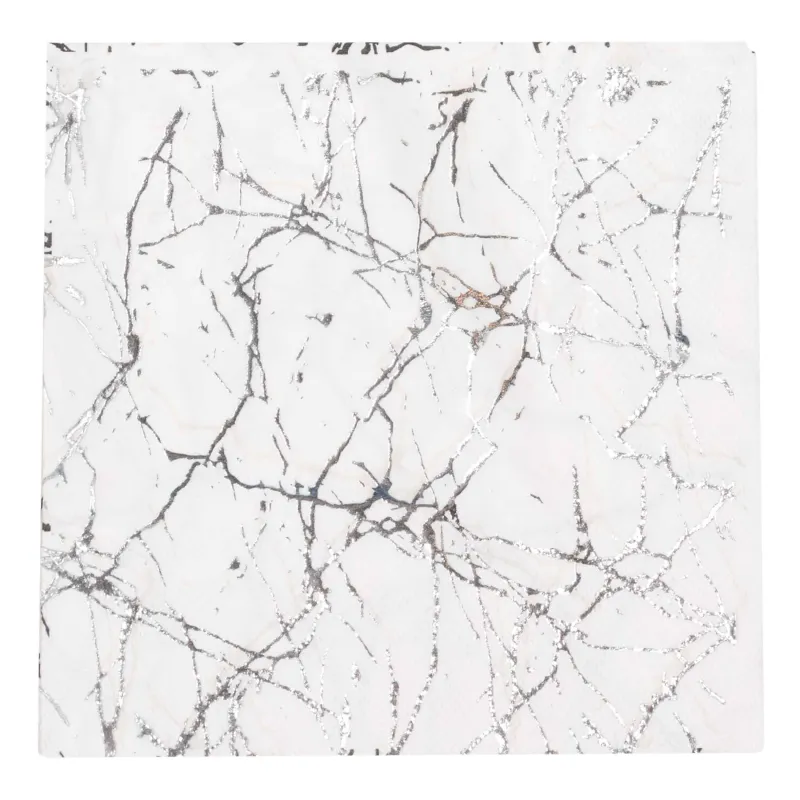 Салфетки бумажные, 33х33 см, 20 шт, квадратные, белые, Серебристый мрамор, Maniera